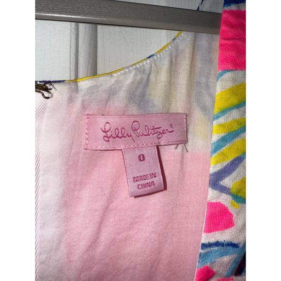 Lilly Pulitzer Iggy Kir Royal Pink Swept By The Tides Cut Out Waist Dress - Sz 0 - Picture 7 of 12